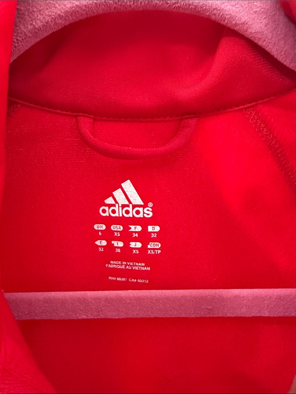 adidas Red Track Jacket with White Signature Stripes - Picture 2 of 6